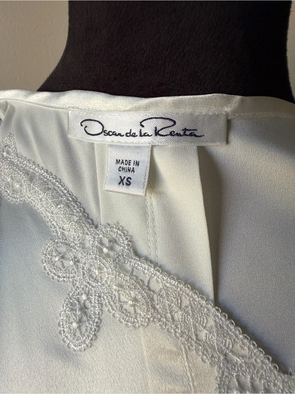 Vintage Oscar de la renta nightgown lace silky creamy white bridal xs - Picture 6 of 7